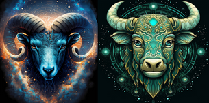 Darstellung von Widder und Stier