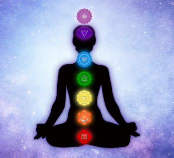 Meditierender Mensch mit chakras